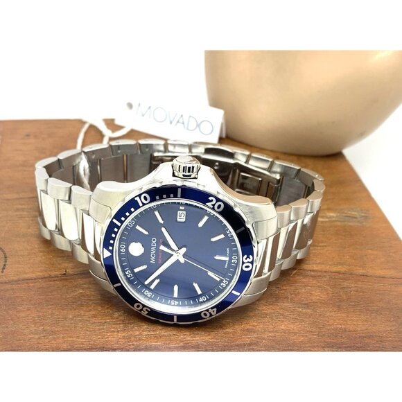 Movado Men's Watch 2600137 Series 800 Swiss Quartz Blue Dial Silver Steel 40mm - Picture 9 of 15